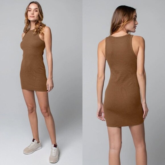 TALENTLESS Rib High Neck Contour Mini Dress - Picture 1 of 6
